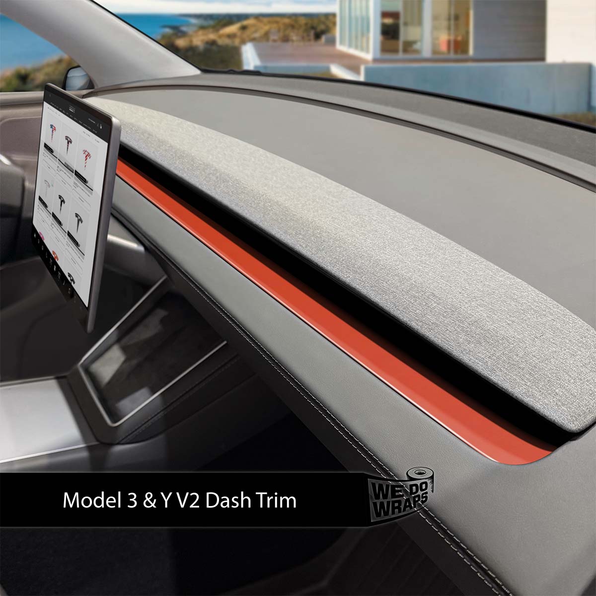 3M Matte Red Tesla Dash Trim Wrap | Model 3 ’24-26 Refresh