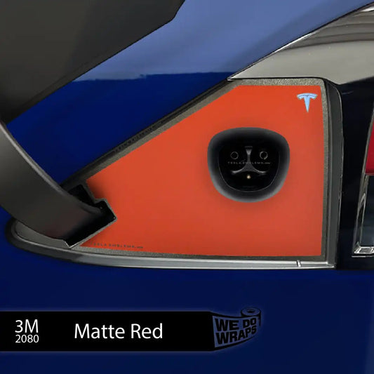 3M Matte Red Tesla Charge Port Wrap | Model X - Tesla Emblems