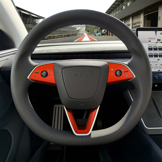 3M Matte Red Tesla Steering Wheel Trim Decal Kit (3pcs) | M3 Feb 2024 - '25 "Highland" - Tesla Emblems