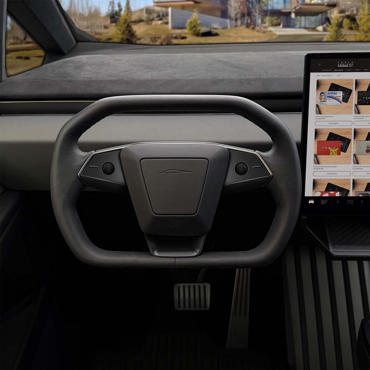 3M Satin Black Tesla Steering Wheel Decals (3pcs) | Cybertruck - Tesla Emblems