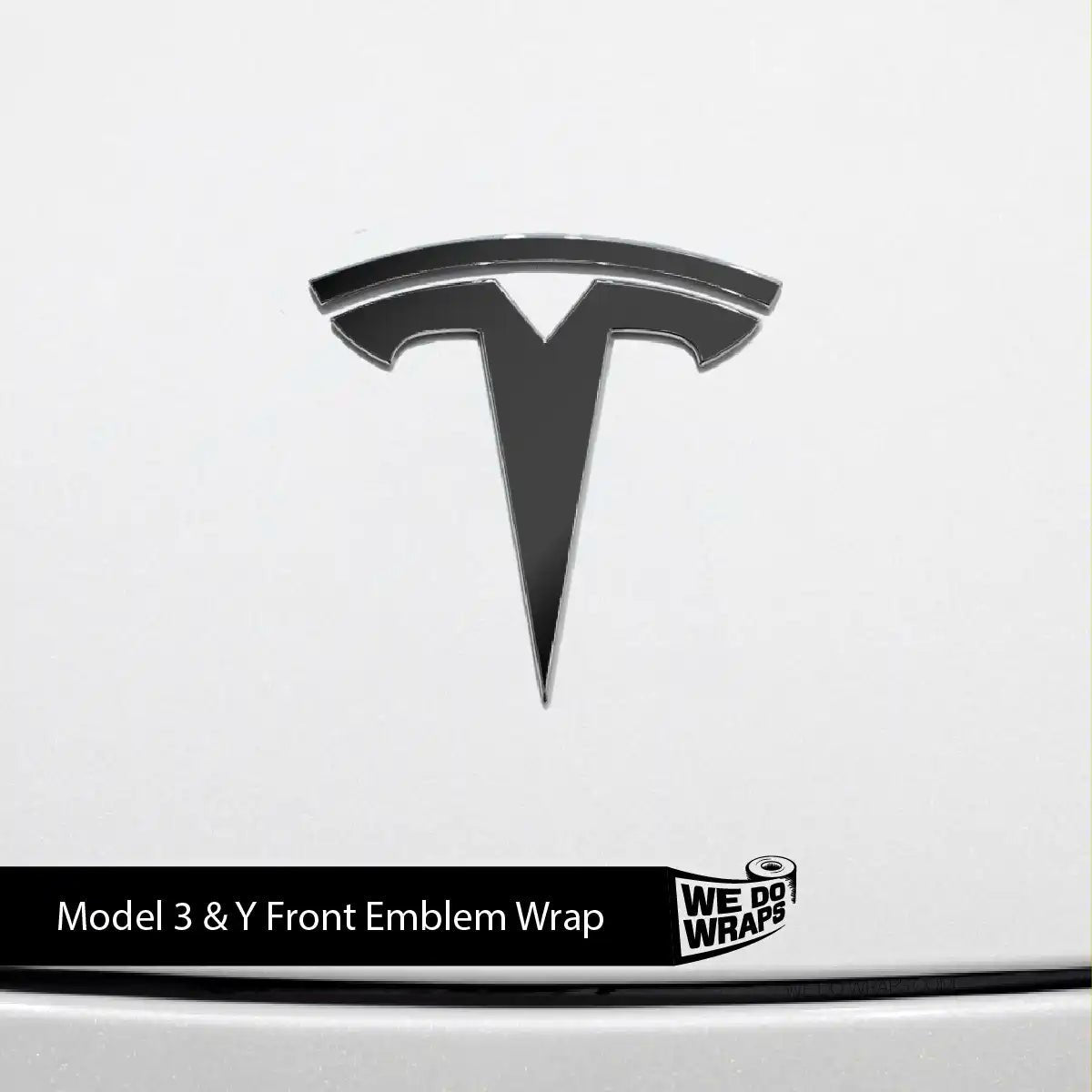 3M Satin Black Tesla Emblem Decals (Front + Back) | Model Y - Tesla Emblems