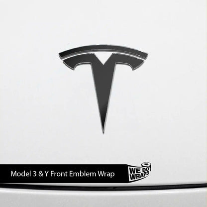 3M Satin Black Tesla Emblem Decals (Front + Back) | Model Y - Tesla Emblems