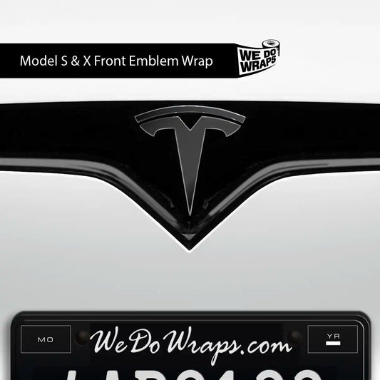 3M Satin Black Tesla Emblem Decals (Front + Back) | Model X - Tesla Emblems