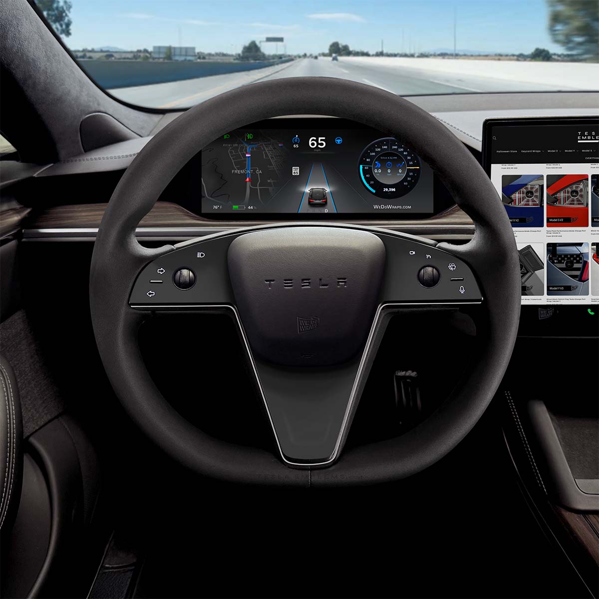 3M Satin Black Tesla Steering Wheel Decals (3pcs) | MS Feb 2021+ - Tesla Emblems