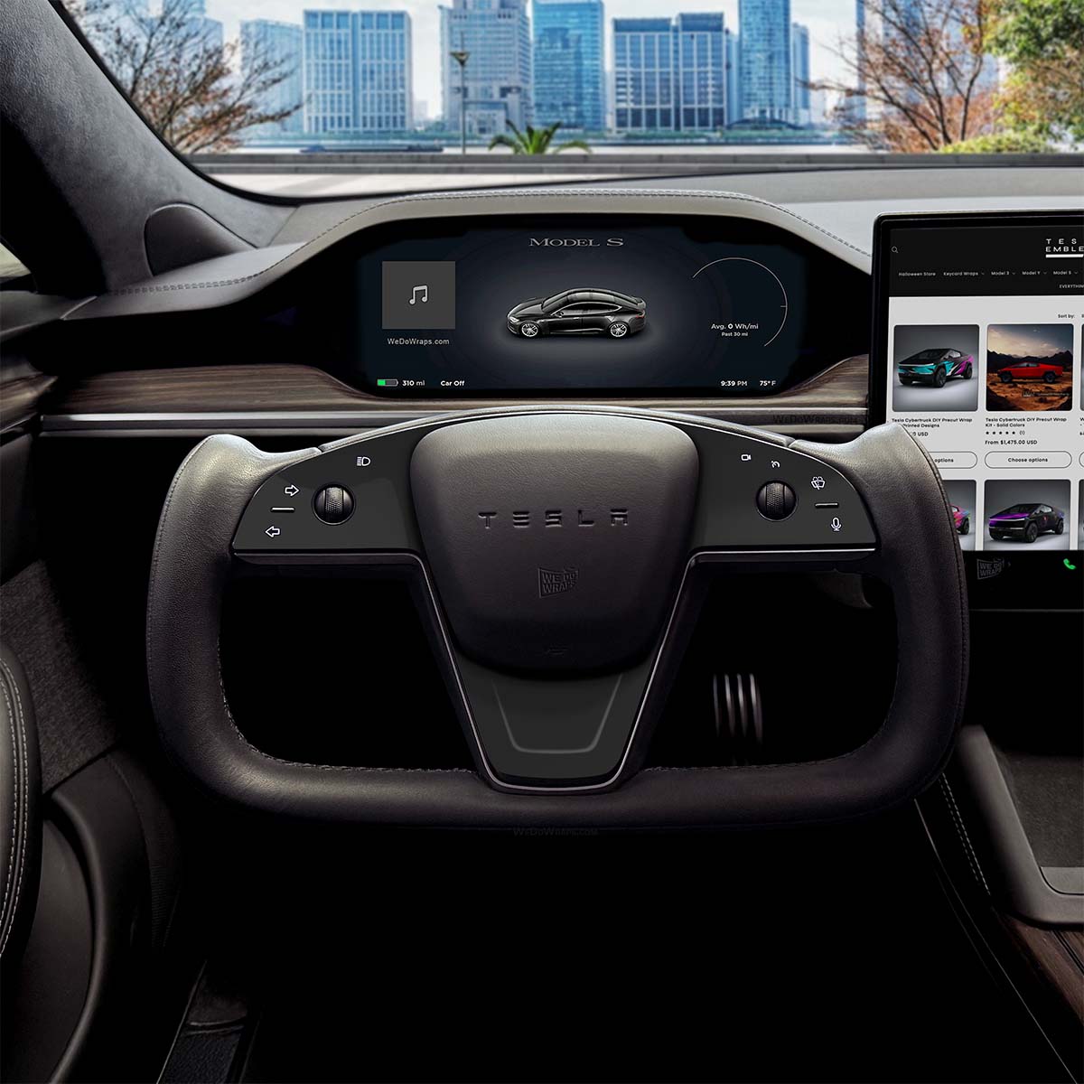 3M Satin Black Tesla Steering Wheel Decals (3pcs) | MS Feb 2021+ - Tesla Emblems