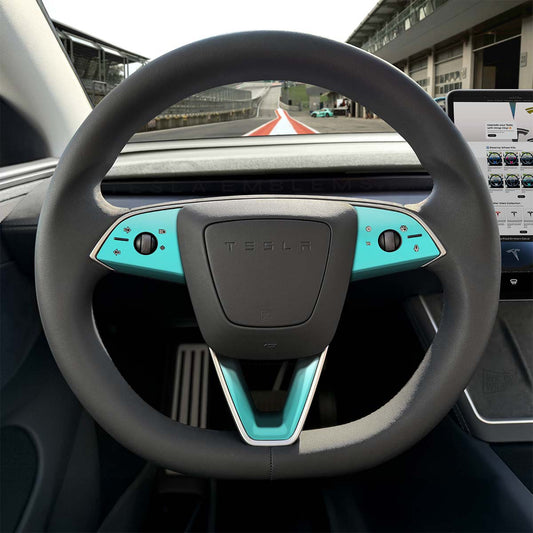 3M Satin Key West Tesla Steering Wheel Trim Decal Kit (3pcs) | M3 Feb 2024 - '25 "Highland" - Tesla Emblems