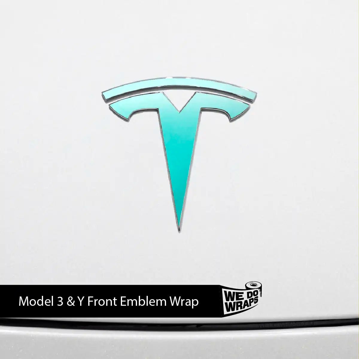 3M Satin Key West Tesla Emblem Decals (Front + Back) | Model Y - Tesla Emblems