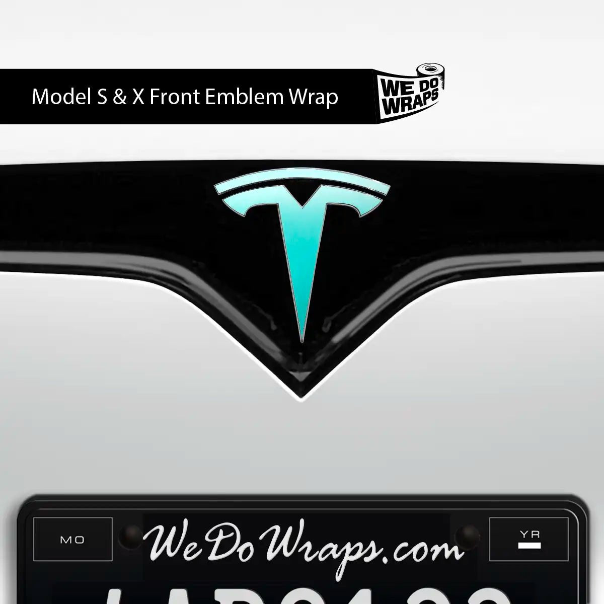 3M Satin Key West Tesla Emblem Decals (Front + Back) | Model S - Tesla Emblems