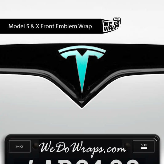 3M Satin Key West Tesla Emblem Decals (Front + Back) | Model S - Tesla Emblems