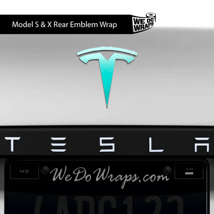 3M Satin Key West Tesla Emblem Decals (Front + Back) | Model S - Tesla Emblems