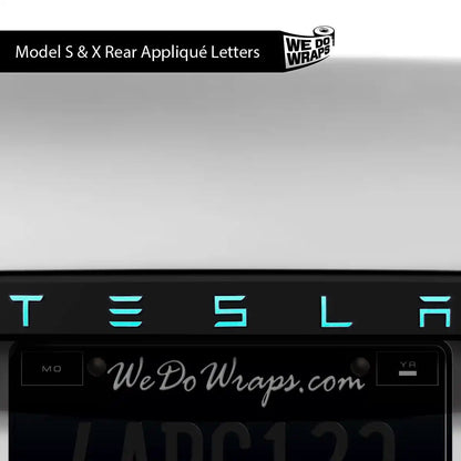 3M Satin Key West Tesla Emblem Decals (Front + Back) | Model S - Tesla Emblems
