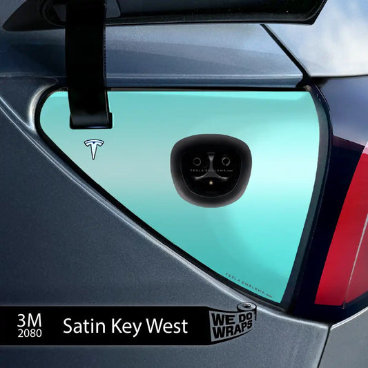 3M Satin Key West Tesla Charge Port Wrap | Model Y - Tesla Emblems