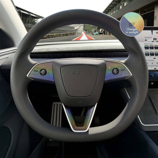 3M Satin Psychedelic Flip Tesla Steering Wheel Trim Decal Kit (3pcs) | M3 Feb 2024 - '25 "Highland" - Tesla Emblems
