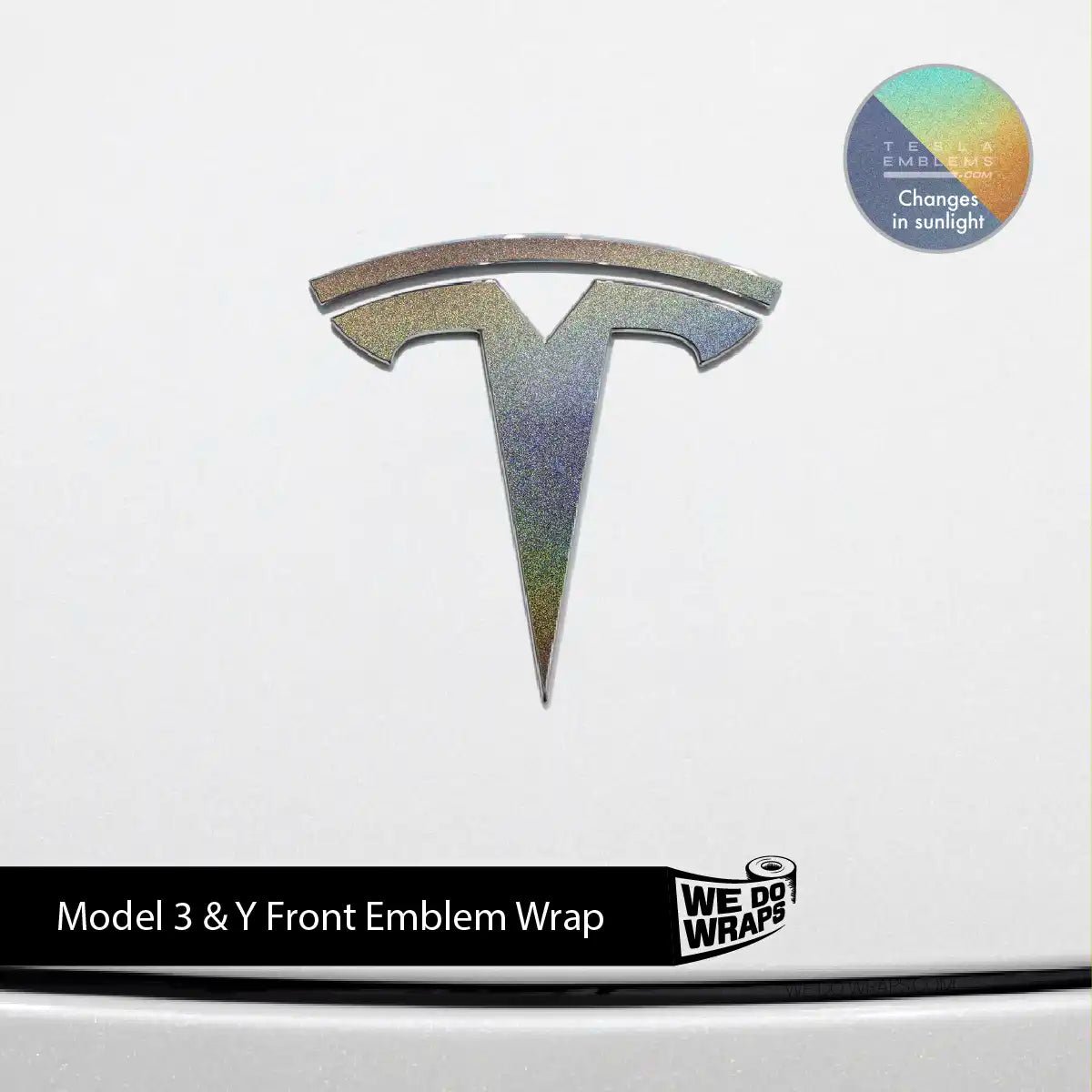3M Satin Psychedelic Flip Tesla Emblem Decals (Front + Back) | Model Y - Tesla Emblems