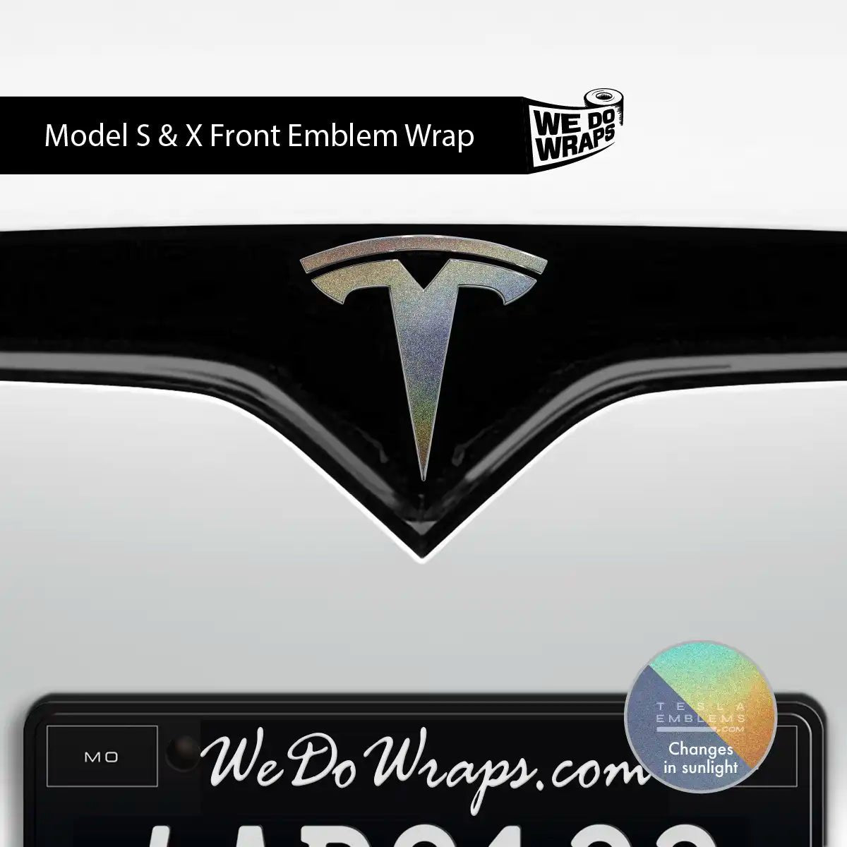 3M Satin Psychedelic Flip Tesla Emblem Decals (Front + Back) | Model X - Tesla Emblems