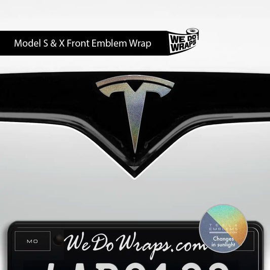 3M Satin Psychedelic Flip Tesla Emblem Decals (Front + Back) | Model X - Tesla Emblems
