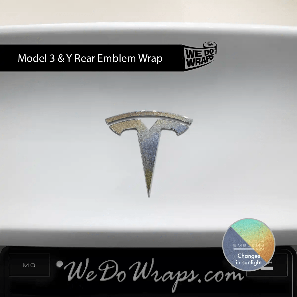 3M Satin Psychedelic Flip Tesla Emblem Decals (Front + Back) | Model Y - Tesla Emblems