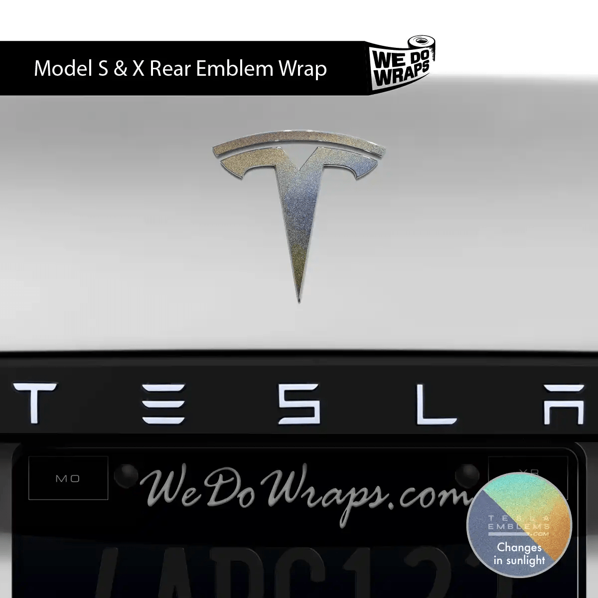 3M Satin Psychedelic Flip Tesla Emblem Decals (Front + Back) | Model X - Tesla Emblems