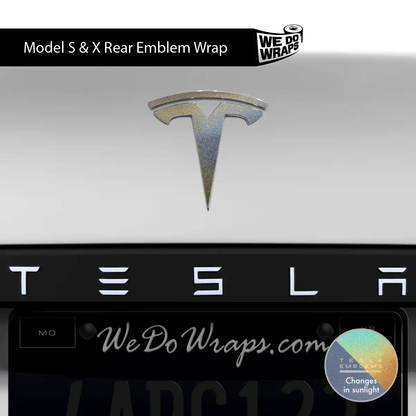 3M Satin Psychedelic Flip Tesla Emblem Decals (Front + Back) | Model X - Tesla Emblems