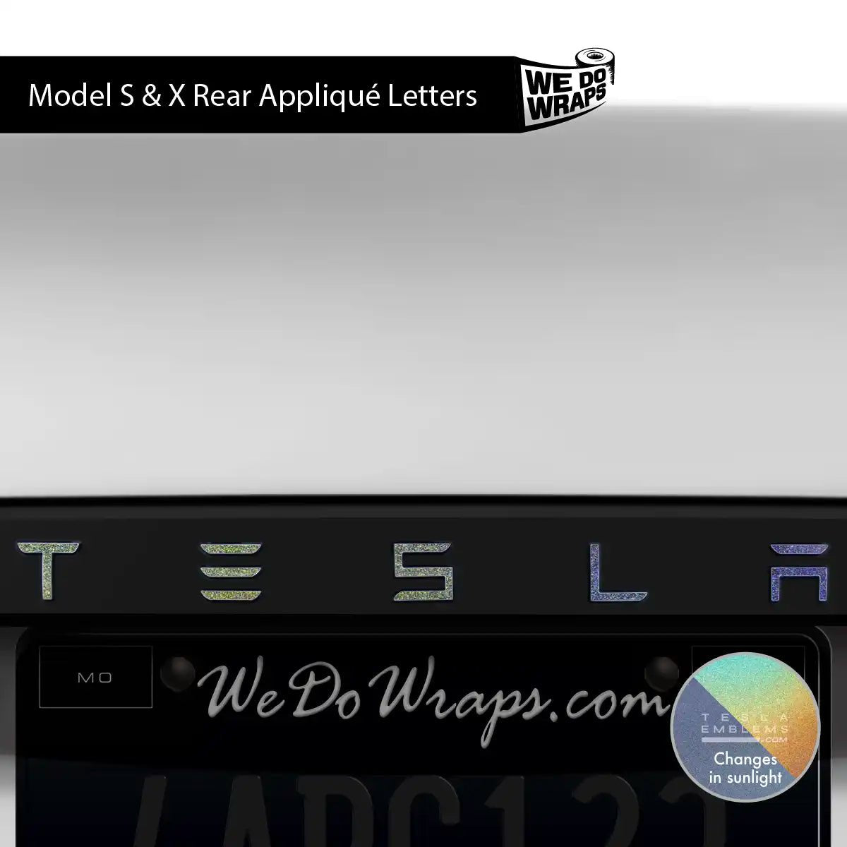 3M Satin Psychedelic Flip Tesla Emblem Decals (Front + Back) | Model X - Tesla Emblems