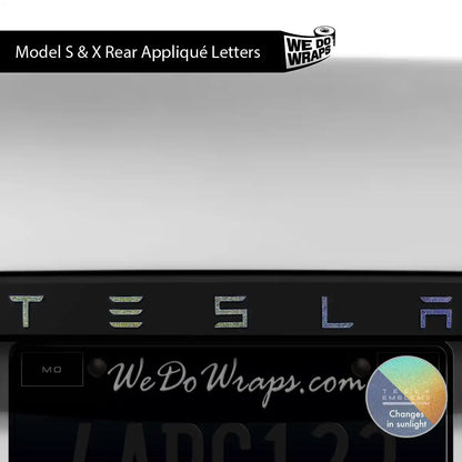 3M Satin Psychedelic Flip Tesla Emblem Decals (Front + Back) | Model X - Tesla Emblems