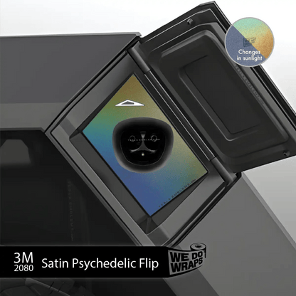 3M Satin Psychedelic Flip Tesla Charge Port Wrap | Cybertruck - Tesla Emblems