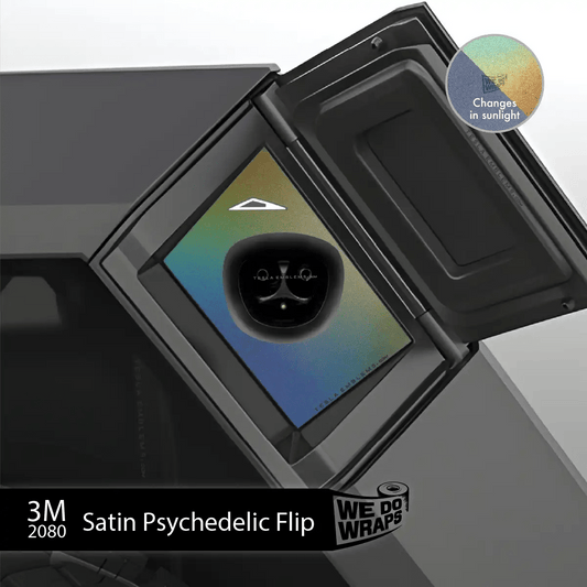 3M Satin Psychedelic Flip Tesla Charge Port Wrap | Cybertruck - Tesla Emblems