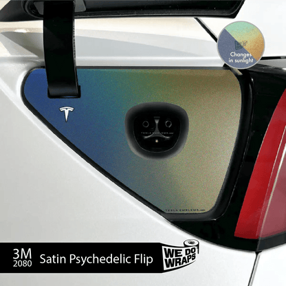 3M Satin Psychedelic Flip Tesla Charge Port Wrap | Model Y - Tesla Emblems