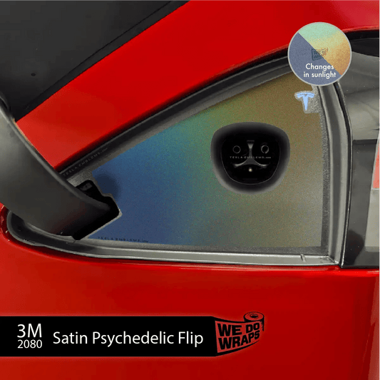 3M Satin Psychedelic Flip TeslaCharge Port Wrap | Model S - Tesla Emblems