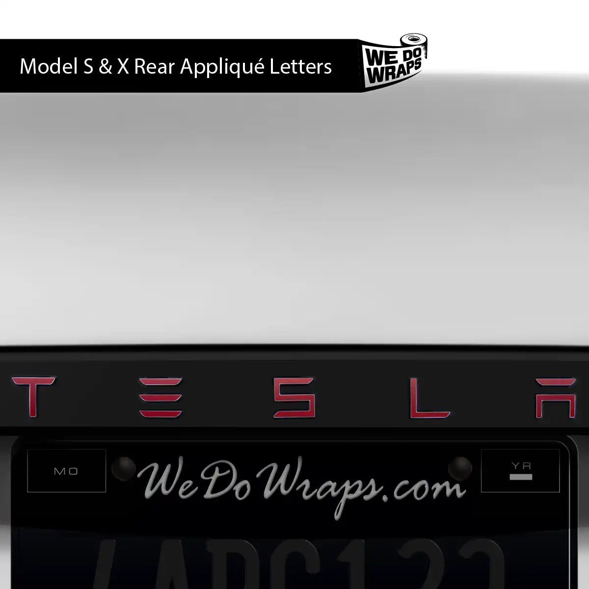 3M Satin Vampire Red Tesla Emblem Decals (Front + Back) | Model S - Tesla Emblems