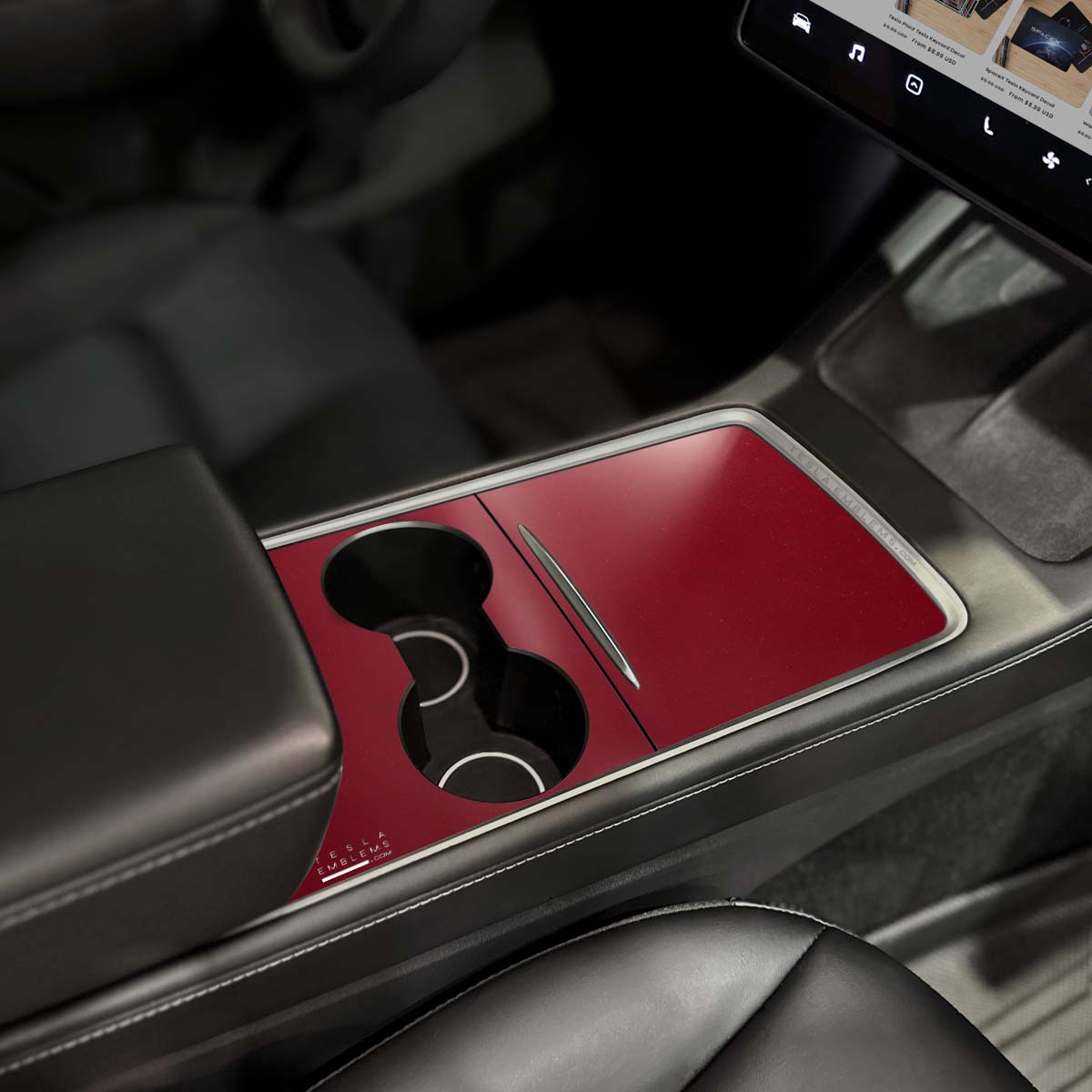 3M Satin Vampire Red | Tesla Center Console Wrap Kit | Model Y '21-25 - Tesla Emblems