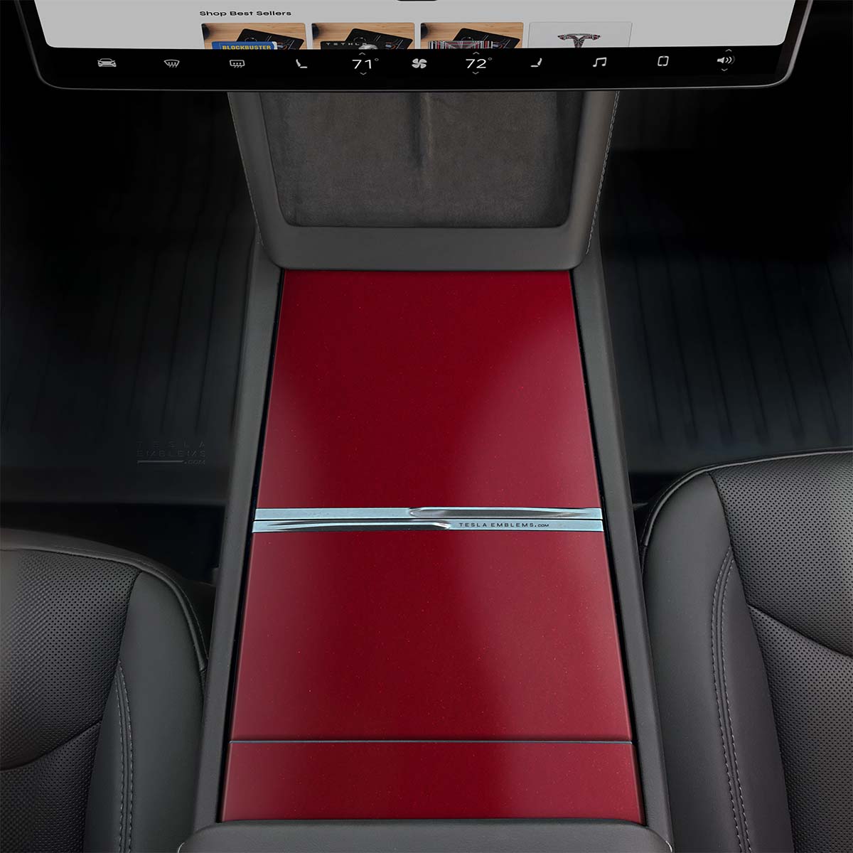 3M Satin Vampire Red | Tesla Center Console Wrap Kit | Model Y 2026 - Tesla Emblems