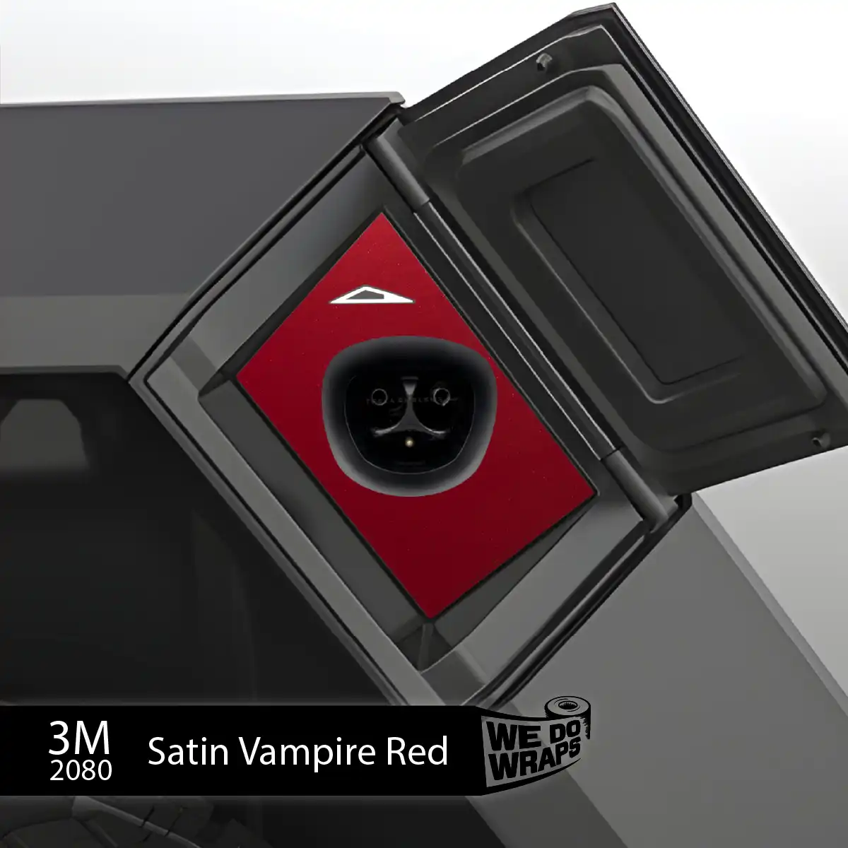 3M Satin Vampire Red Tesla Charge Port Wrap | Cybertruck