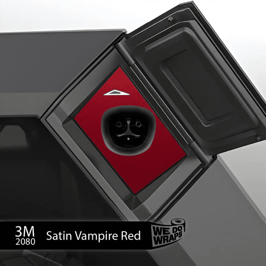 3M Satin Vampire Red Tesla Charge Port Wrap | Cybertruck - Tesla Emblems