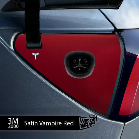 3M Satin Vampire Red Tesla Charge Port Wrap | Model Y - Tesla Emblems