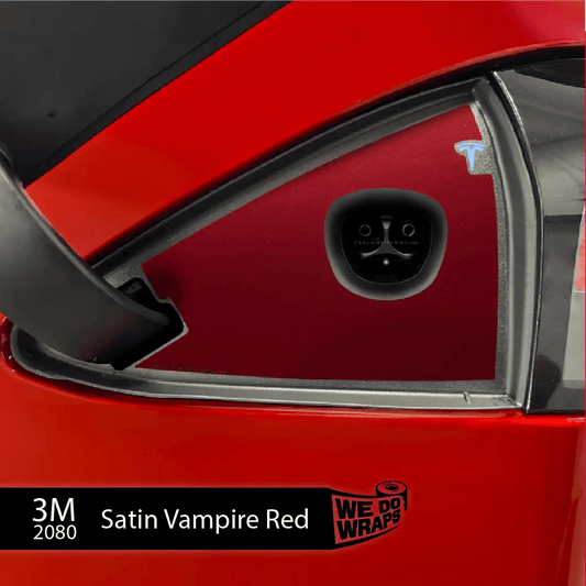 3M Satin Vampire Red Tesla Charge Port Wrap | Model S - Tesla Emblems