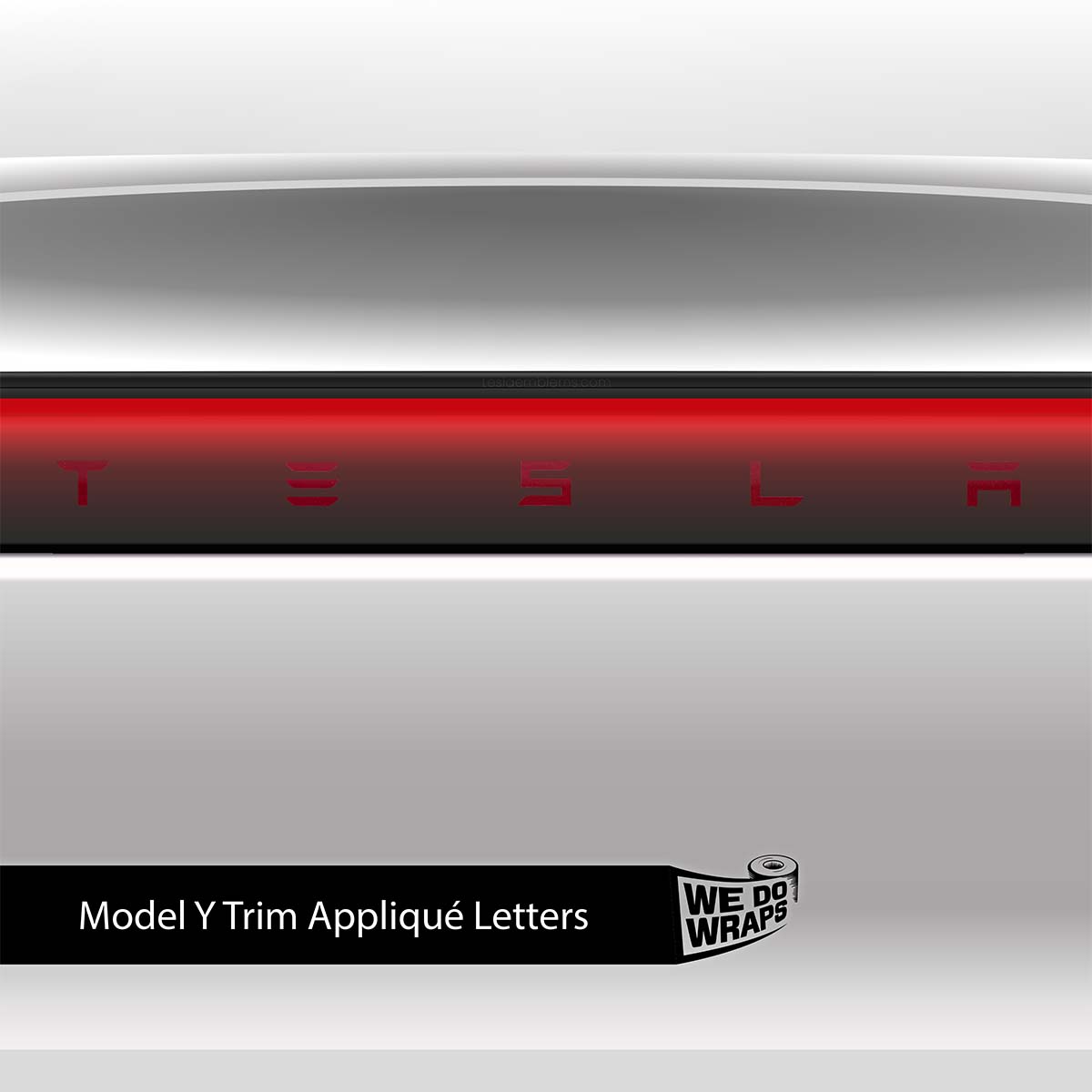 3M Satin Vampire Red Tesla Emblem Decals (Front + Back) | Model Y - Tesla Emblems