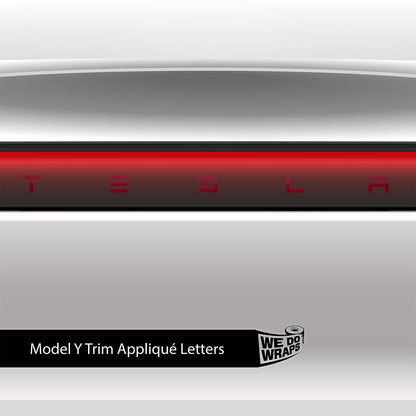 3M Satin Vampire Red Tesla Emblem Decals (Front + Back) | Model Y - Tesla Emblems
