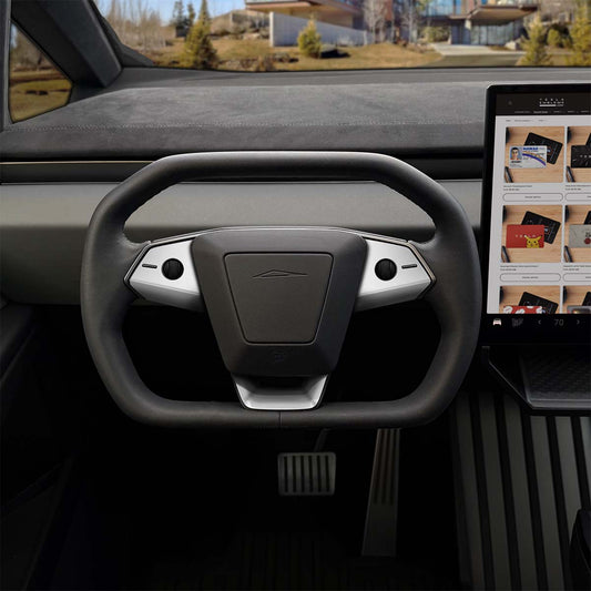 3M Satin White Tesla Steering Wheel Trim Decal Kit (3pcs) | Cybertruck - Tesla Emblems