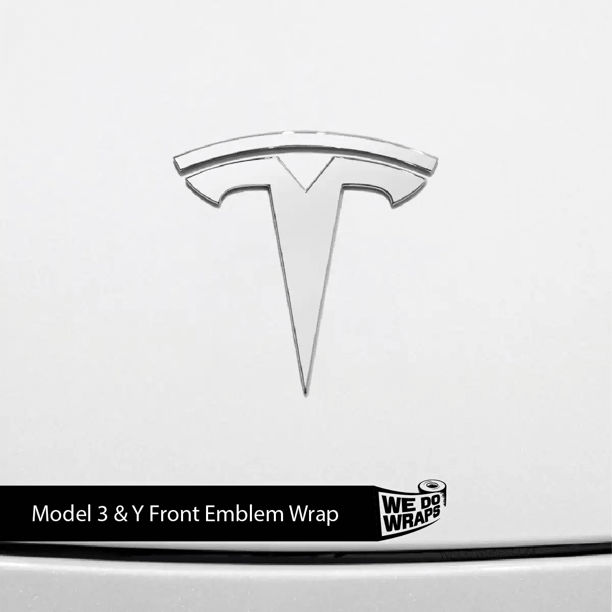 3M Satin White Tesla Emblem Decals (Front + Back) | Model Y - Tesla Emblems