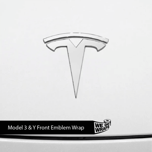 3M Satin White Tesla Emblem Decals (Front + Back) | Model Y - Tesla Emblems
