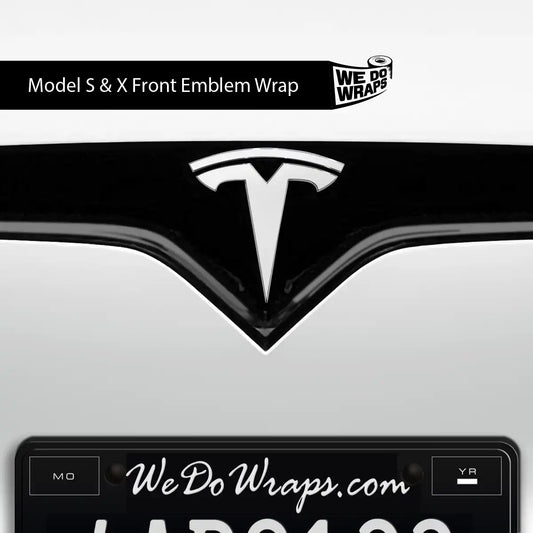 3M Satin White Tesla Emblem Decals (Front + Back) | Model S - Tesla Emblems