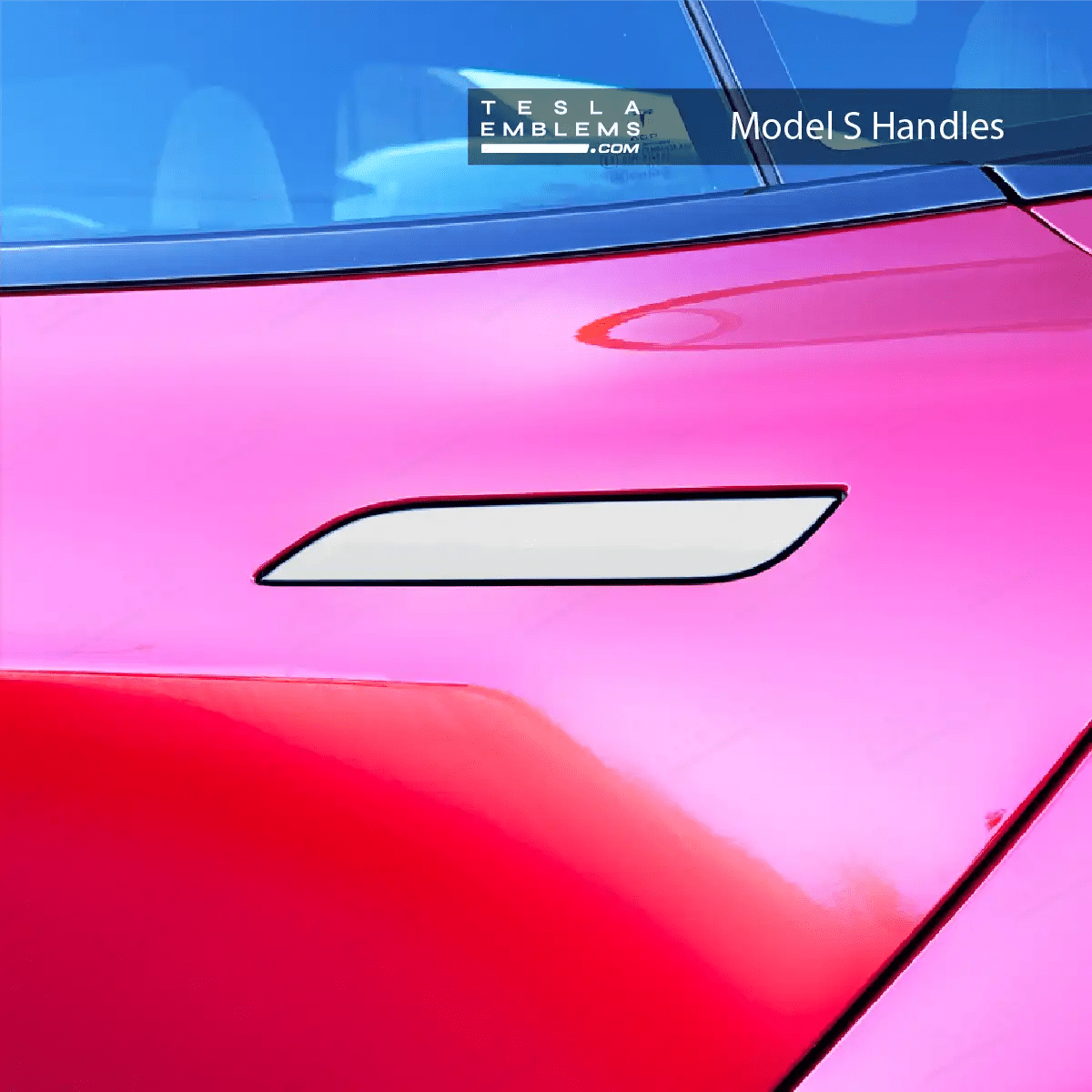 3M Satin White Tesla Door Handle Decals (4pcs) - Tesla Emblems