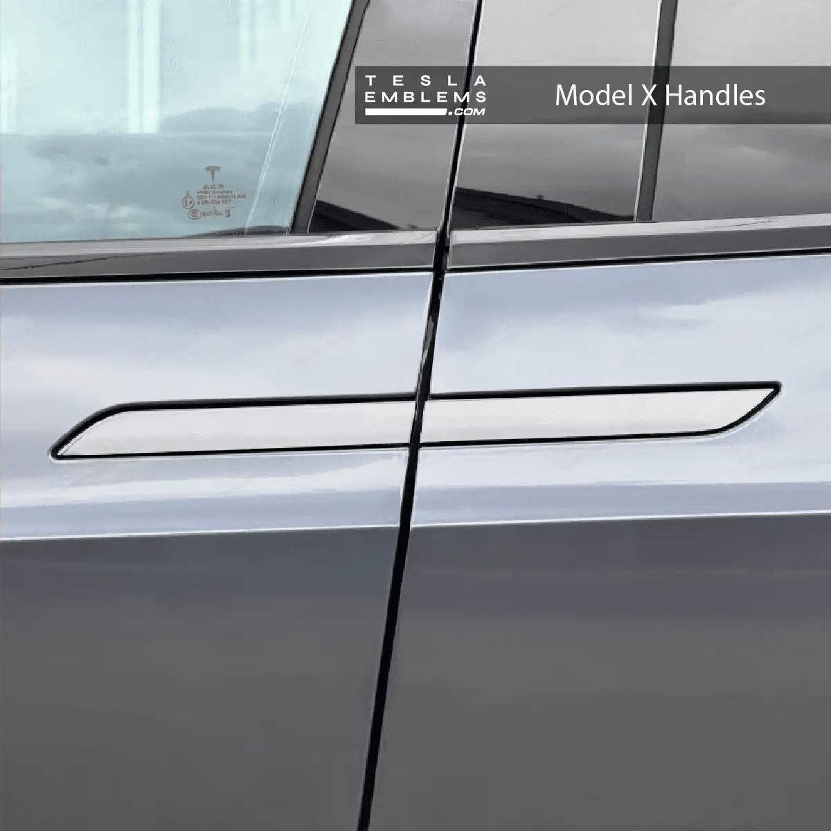 3M Satin White Tesla Door Handle Decals (4pcs) - Tesla Emblems