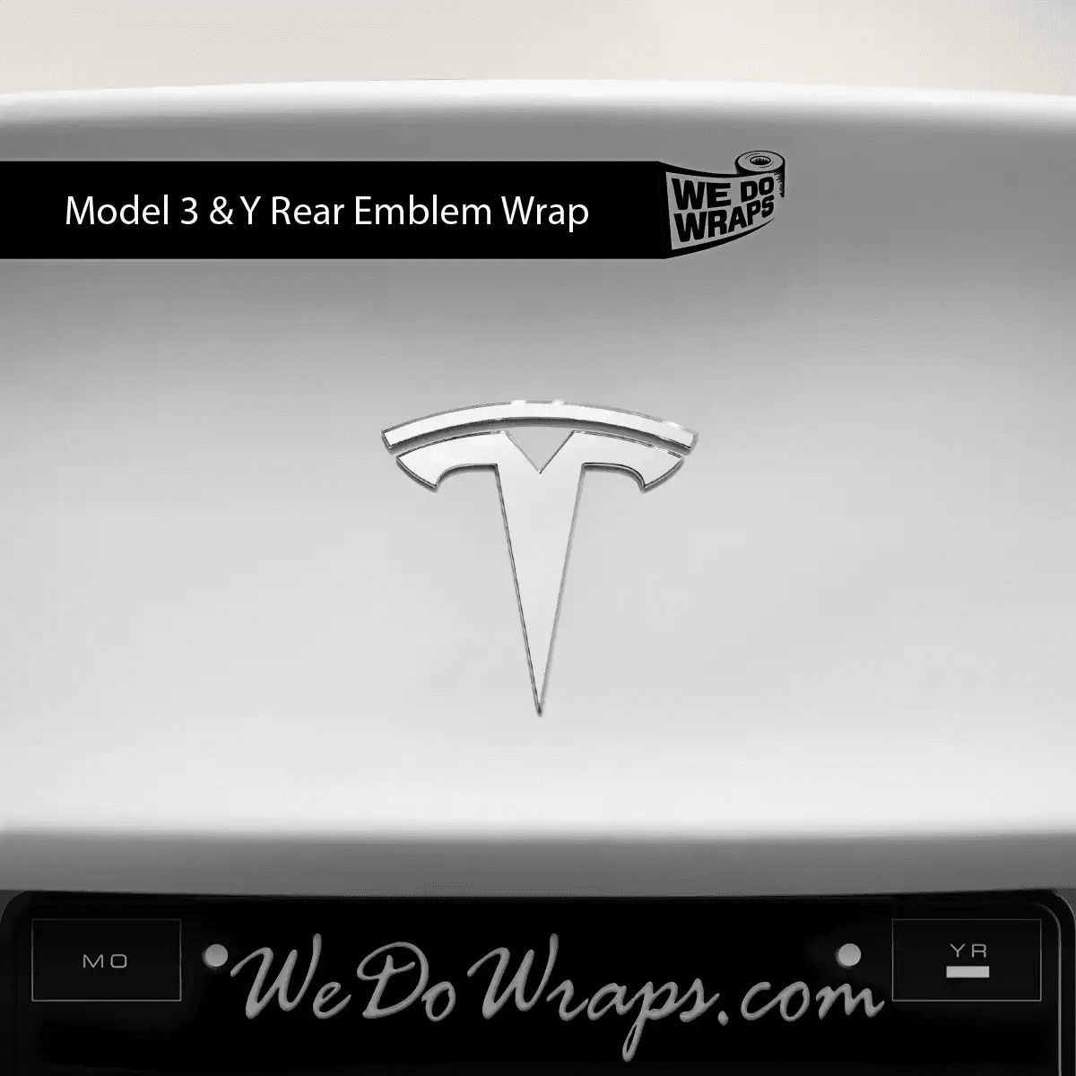 3M Satin White Tesla Emblem Decals (Front + Back) | Model Y - Tesla Emblems