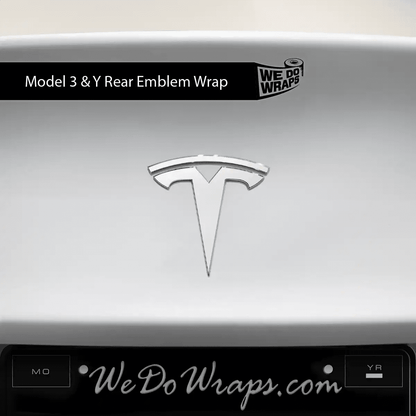3M Satin White Tesla Emblem Decals (Front + Back) | Model Y - Tesla Emblems