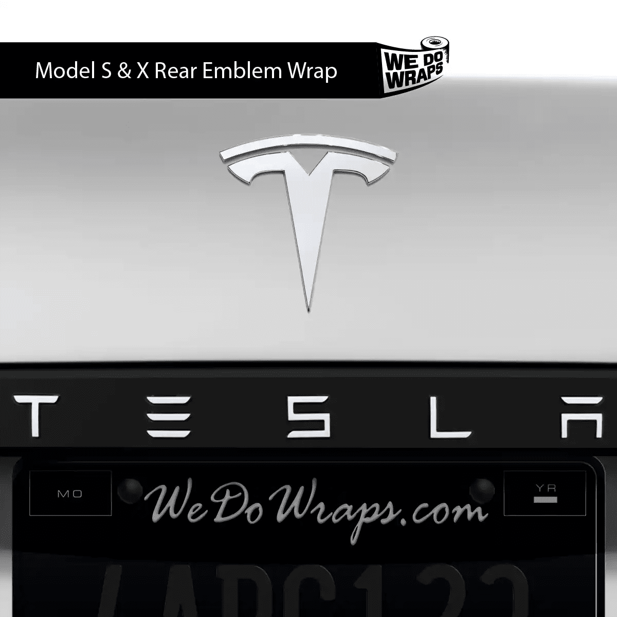 3M Satin White Tesla Emblem Decals (Front + Back) | Model S - Tesla Emblems