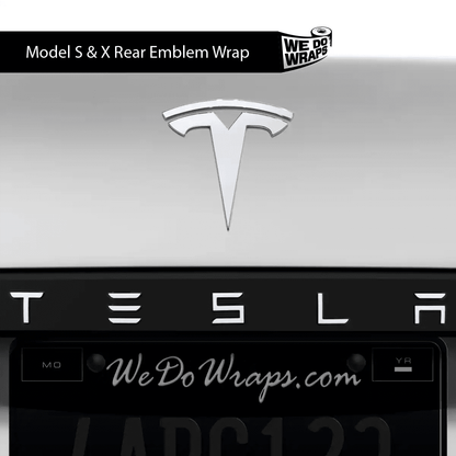 3M Satin White Tesla Emblem Decals (Front + Back) | Model S - Tesla Emblems