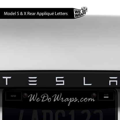 3M Satin White Tesla Emblem Decals (Front + Back) | Model S - Tesla Emblems