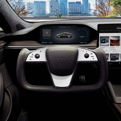 3M Satin White Tesla Steering Wheel Trim Decal Kit (3pcs) | MX Feb 2021+ - Tesla Emblems